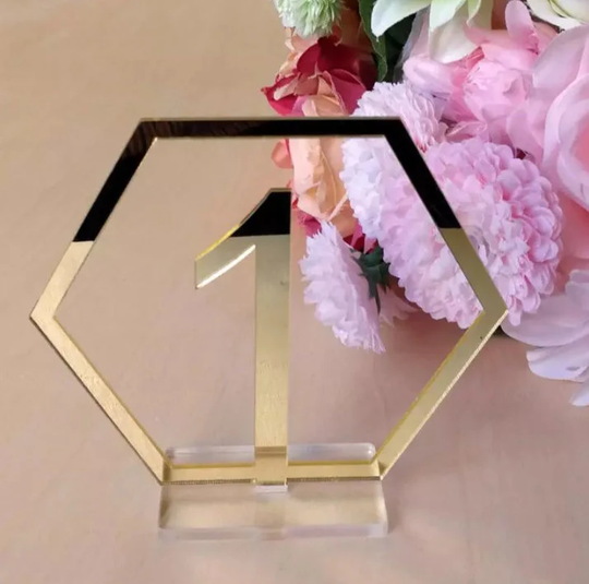 10 Pcs Gold Silver Table Numbers For Wedding Set | Fancy Wood Laser Cut With Base Event Accessories