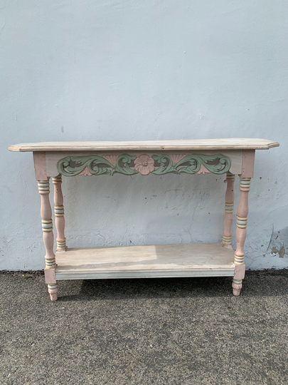 Antique Wood Table Traditional Shabby Chic Nightstand Accent Side End Carved Vintage Entry Neoclassical Country Farmhouse Primitive