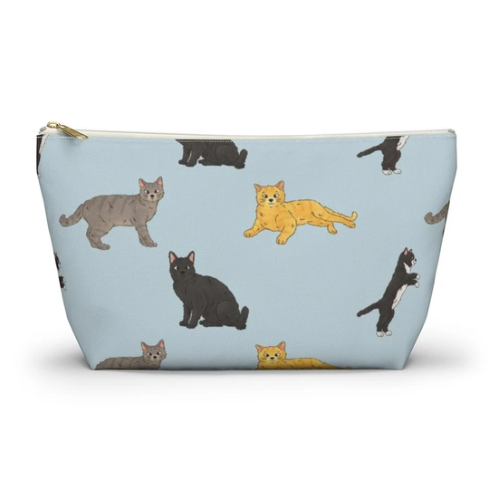 Cat Pouch, Pencil Case, Custom Teacher Bridesmaid Cosmetic Bag, Mom Zipper Makeup Accessory Pouch