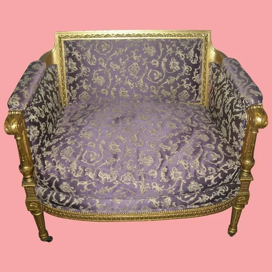 Antique French Silk Chair 1840S