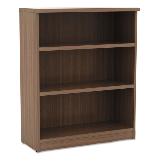 Alera Valencia Series Bookcase, Three-Shelf, 31 3/4 x 14 x 39 3/8, Modern Walnut - 31 3/4" x 14" x 39 3/8"