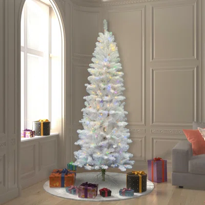 7.5' Pre-Lit Salem Pine Pencil Artificial Christmas Tree - Multi LED Lights