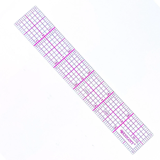 Sewing Ruler, Seam Allowance Guide, 6" X 1", 8Ths Graph Clear Plastic Ruler