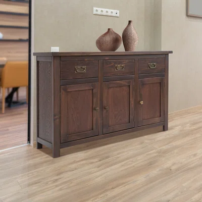 Solid Wood Sideboard (Long), Dark Brown Finish