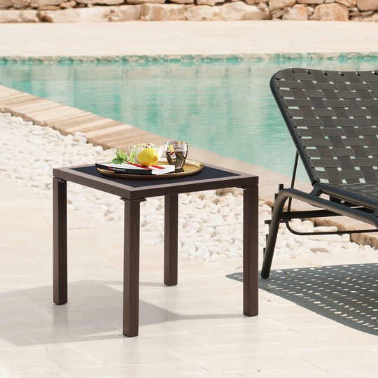 Outdoor End Table Aluminum Patio Side Table - 15.74" L x 15.74 " W x 15.74 " H