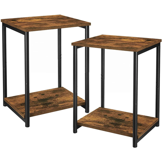 VASAGLE 19.7"H Vintage End Tables Set of 2, Side Tables with Storage Shelf
