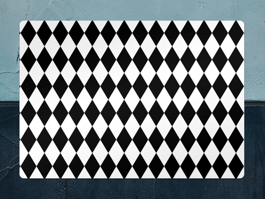 Harlequin Chair Mat, Black Protective White Splat Rhombus Vinyl Floor Pvc Decorative Housewarming Gift, Splash Mat
