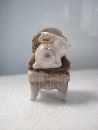 Rabbit On Chair Figurine Marble Looking