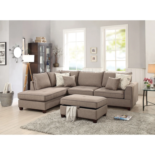 3 Piece Fabric Sectional Sofa