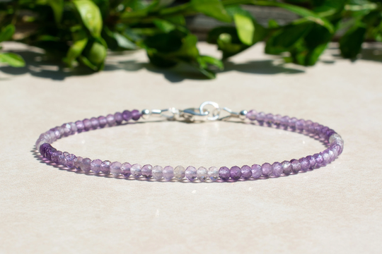 February Birthstone Bracelet, Ombre Amethyst Gemstone Dainty Skinny Bracelet For Women's Jewelry, Mothers Day Gift For Her