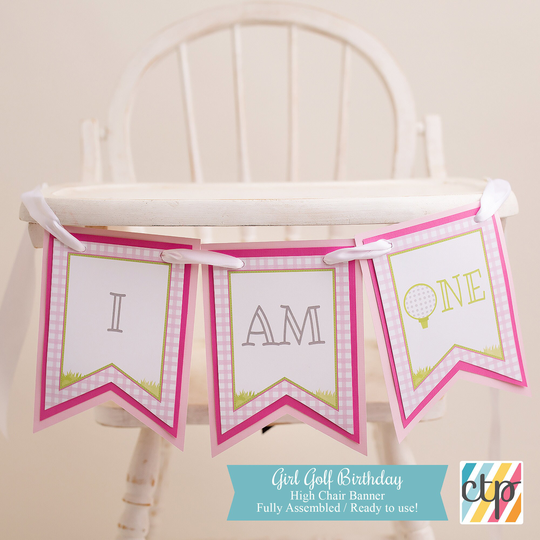 1st Birthday High Chair Decoration, Banner, Golf Party, Birthday, Daughter