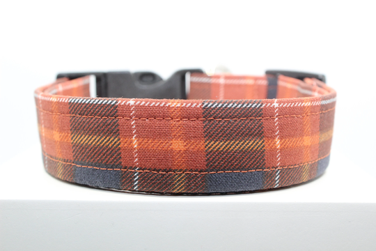 Autumn Plaid Dog Collar, Handmade Custom Fabric Collars For Dogs, Dog Collars, Dogs