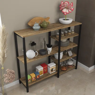 47" Console Table Kitchen Buffet Cabinet Sofa Table Sideboard with Open Shelves