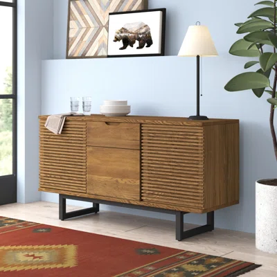 Quinlan 57" Wide 1 Drawer Oak Wood Sideboard