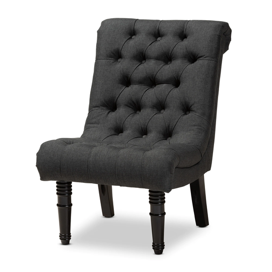 Baxton Studio Fabric Upholstered Wood Accent Chair with Rolled Back
