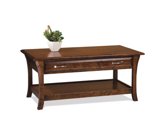 Dutchcrafters 45" Ensenada Coffee Table With Drawer, Solid Brown Maple Wood Asbury Stain - Amish Made in America