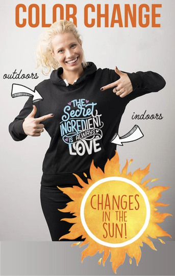 Custom Color Changing Hoodie, Changes in The Sun Text, Glitter, Sayings, Sweatshirt, Personalized Hoodie
