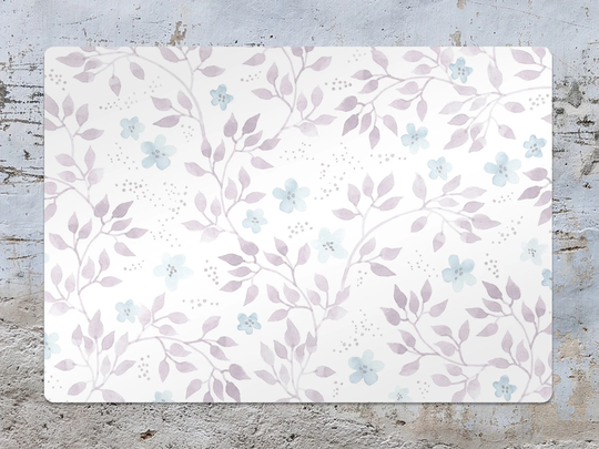 Flowers & Leaves Chair Mat, Purple Splat White Vinyl Floor Plants Protective Pvc Office Room Rug, Kids Rug