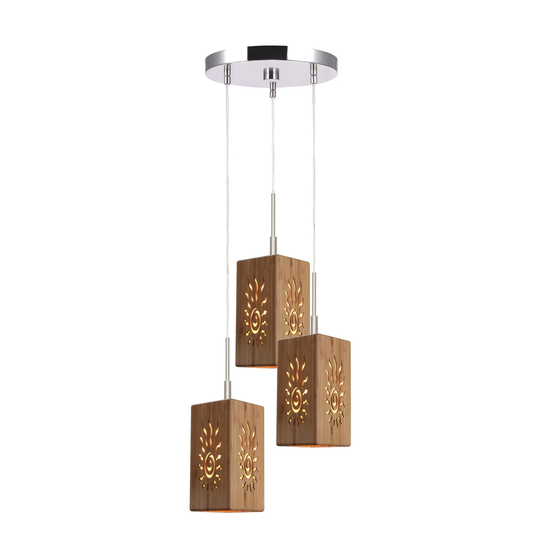 Woodbridge Lighting 14024STNWL-W3D Light House 3-light Radiance Bamboo Mini-pendant cluster