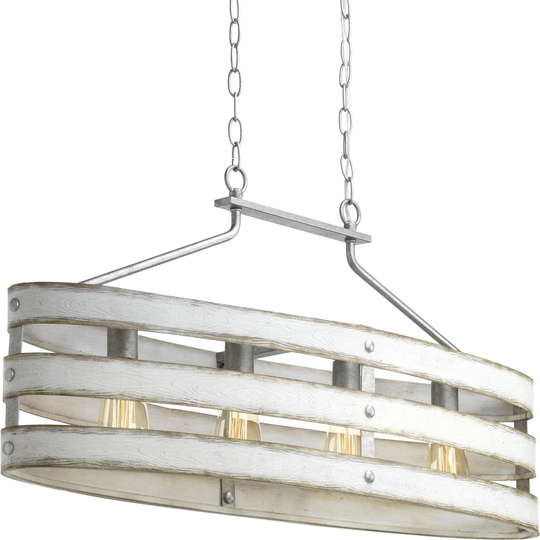 Gulliver Collection 4-Light Galvanized Finish Coastal Linear Chandelier Light - 13.000" x 41.000" x 13.500"