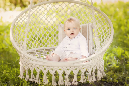 Macrame Swing, Macrame Hanging Chair, Garden Swing Handmade Hammock, Wicker Outdoor/Indoor Round Hammock