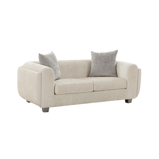 Pasargad Home Bergamo Ivory Fabric Sofa with 2 Pillows Included
