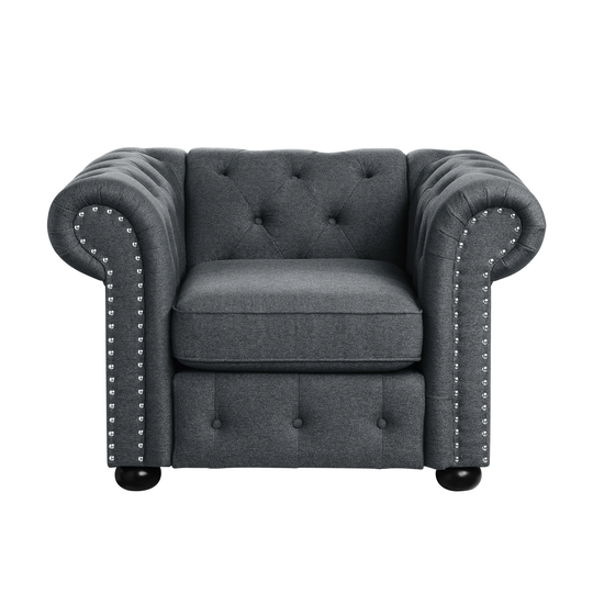 Corvus Aleksis Tufted Chesterfield Club Chair with Rolled Arms