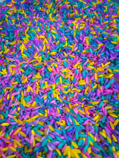Spring Colored Sensory Rice #2, Bin Filler, Rice, Play, Bright Taste Safe, Montessori
