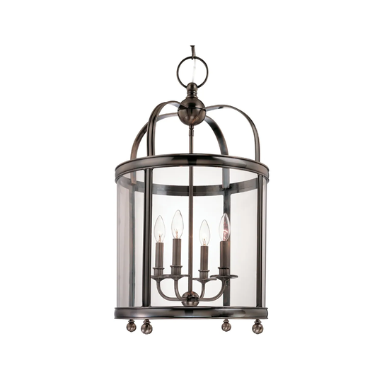 Hudson Valley Larchmont 4-light Historic Nickel Pendant, Clear Glass Shade