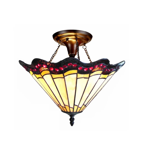 Tiffany Style Mission Design 2-light Antique Bronze Semi-Flush Mount