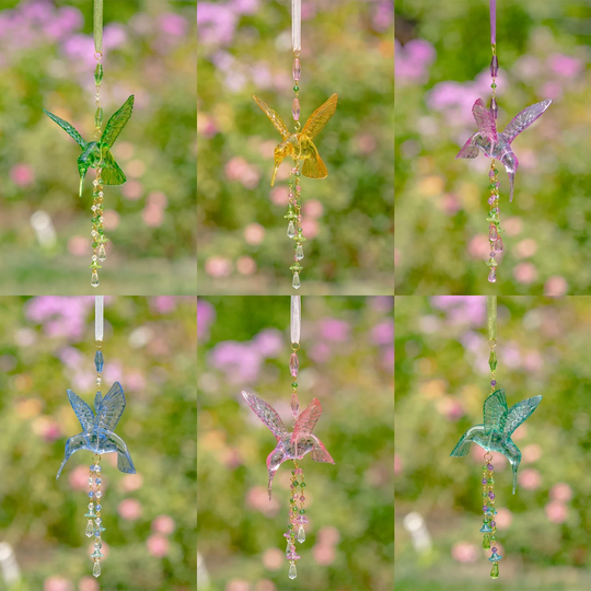 Short Acrylic Hummingbird Ornament in 6 Assorted Colors - 3x3x4
