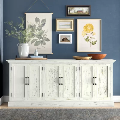Bretz 91" Wide Pine Solid Wood Sideboard