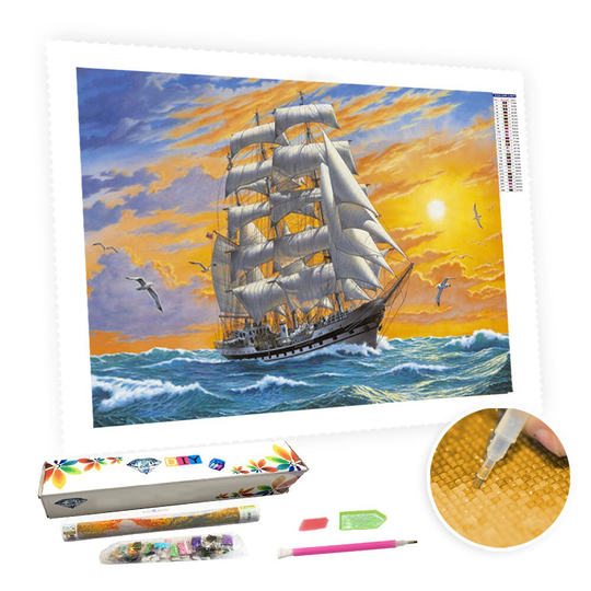 5D Diy Square Round Diamond Painting Kit Full Drill-start Sailing-Diy By Number Rhinestone Pasted For Home Wall Decor