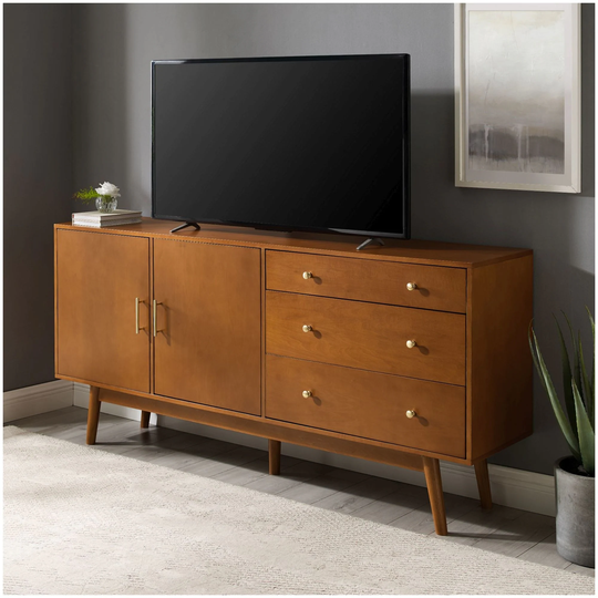 Delacora WE-BDU70MCM3D Mid-Century Modern 70" W 3 Drawer 2-Door - Acorn