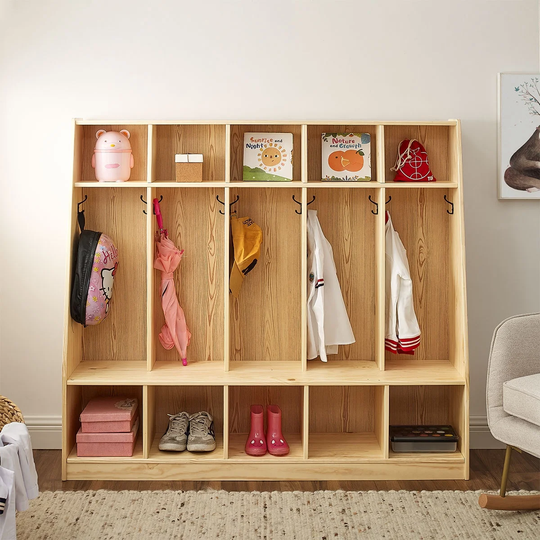 BIKAHOM 5-Section Classroom Coat Locker & Backpack Hanger, Daycare Cubby Coat Rack/Hanger, Hooks for Office,School