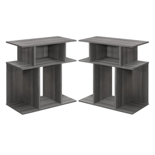 Contemporary Open Storage Wooden End Table in Gray - Set of 2 - 54 x 84