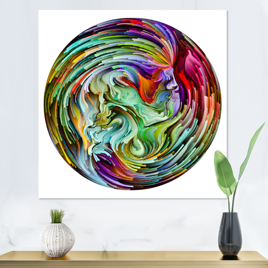 Designart 'Circle Colorful Liquid Color VI' Modern Canvas artwork