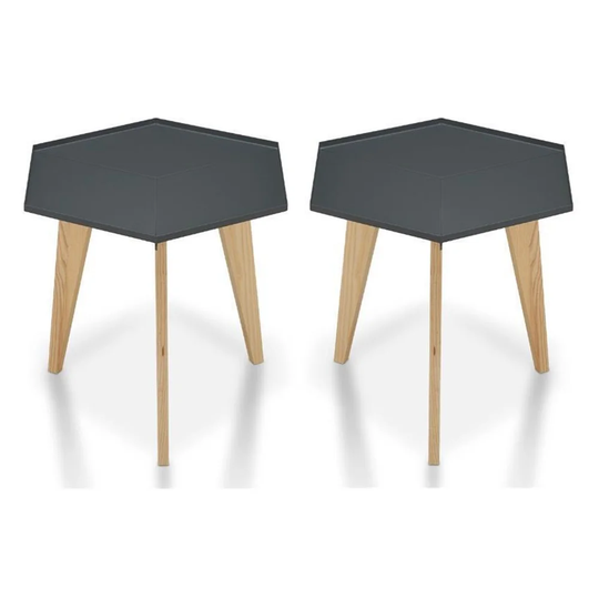 Modern Chic Metal Tray-Top End Table in Gray - Set of 2 - 54 x 84