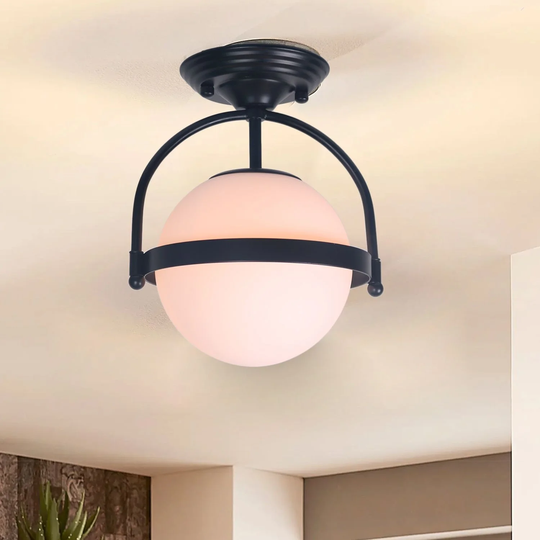 Modern 9-inch Glass Semi Flush Mount Light - 9*9*11H