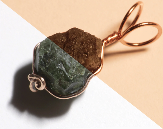 Green Chrysoberyl Pendant | 7 Ct Color Shift Zimbabwe Alexandrite 14K Rose Gold, To Purplish Red Natural Crystal For Man