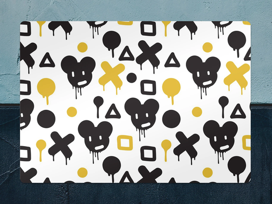 Graffiti Chair Mat, Black Protective Yellow Splat Art Deco Vinyl Floor Pvc Office Room Rug, Kids Decor, Splash Mat