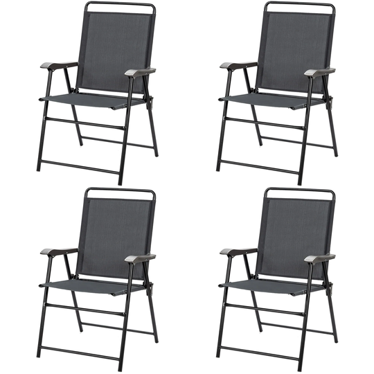 Gymax Set of 4 Folding Patio Chair Portable Sling Chair Yard Garden - 21'' x 25'' x 36.5''