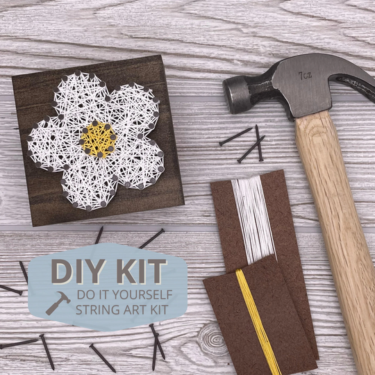 Diy String & Nail Art Daisy Flower Wood Block Kit - 3.5x3.5 Inches 55 Color Options Free & Quick U.s. Shipping