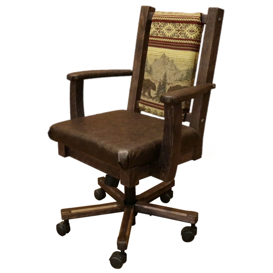 Farmhouse Timber Peg Upholstered Office Chair