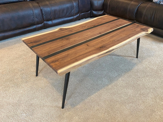 Live Edge Coffee Table - Black Walnut & Epoxy