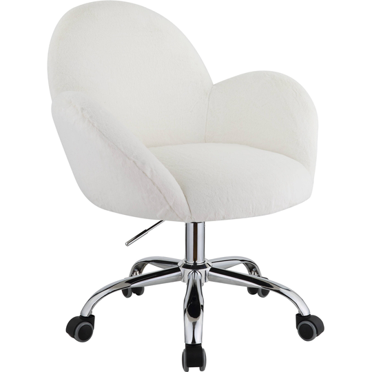 ACME Jago Office Chair in White Lapin & Chrome Finish