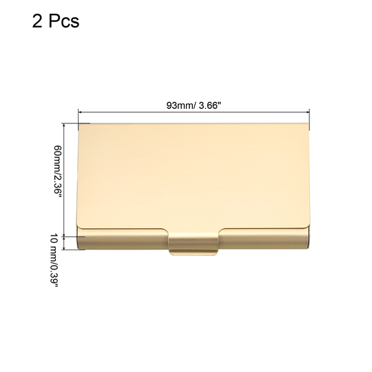 2Pcs Business Card Holder Aluminum Metal Professional Pocket Card Case - 93 x 60 x 10 mm