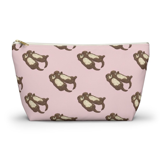 Otter Pouch, Pencil Case, Animal Custom Teacher Bridesmaid Cosmetic Bag, Couple Sea Zipper Makeup Accessory Pouch