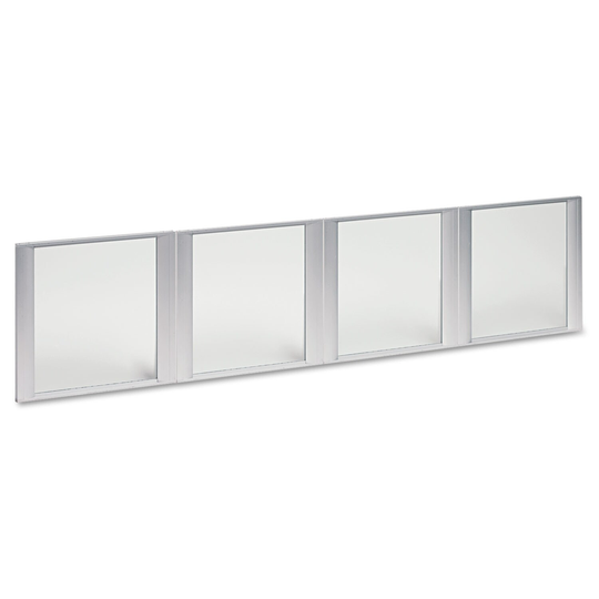 Glass Door Set With Silver Frame For 72" Wide Hutch, 17 x 16, Clear, 4 Doors/Set - 17" x 16" x 0.75"