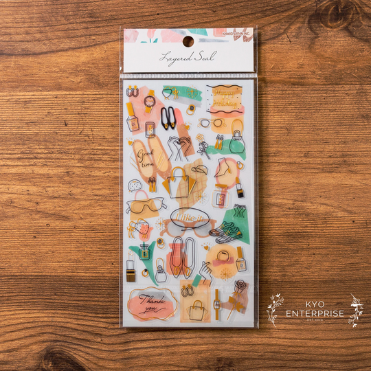 Kamio Japan - Layered Sticker Series Fashion | 2 Pcs Clear + Regular Stickers